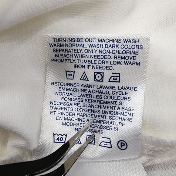 Lands End Top Womens 2X White Gold Zipper Shoulder Cuffed Cap Sleeves Stretch - Picture 7 of 11